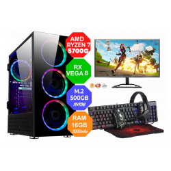 PC completo Gaming AMD Ryzen 7 5700G - RX VEGA - M.2 500gb 16gb Monitor FORTNITE