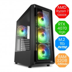 Gaming PC AMD Ryzen 7 5800X RTX 4070 RAM 32GB M.2 1tb Win11 RGB