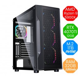 Gaming PC AMD Ryzen 9 5900X - RTX 4070 TI 12GB - RAM 32GB DDR4 3200Mhz - M.2...