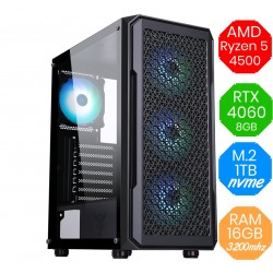 Gaming PC AMD Ryzen 5 4500 RTX 4060 RAM 16GB M.2 1tb Win11 RGB