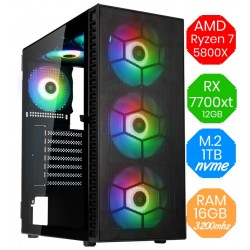 Gaming PC AMD Ryzen 7 5800X - RX 7700 XT 12GB - M.2 1TB - Ram 16GB - WIN 11 -...
