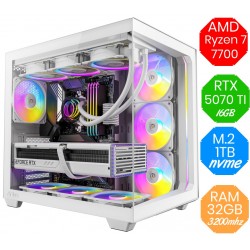 AMD Ryzen 7 7700 - RTX 5070 TI 16GB - M.2 1tb - Ram 32GB DDR5 - Bianco