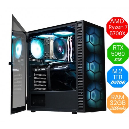 PC gaming Ryzen 7 5700X con RTX 5060